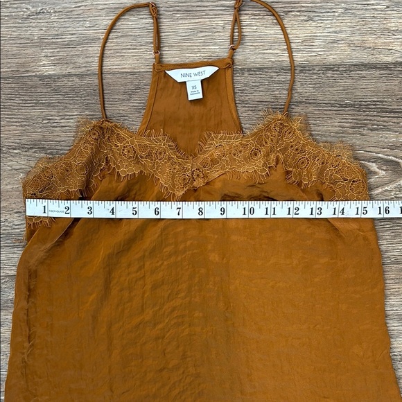 Nine West Burnt Gold Lace Silk Camisole ideal for layering Women's Size XS - Picture 7 of 10